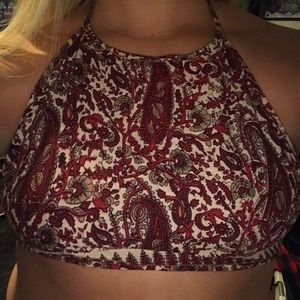 Boho paisley halter crop top